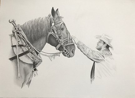 Friends pencil sketch in various stages of completion